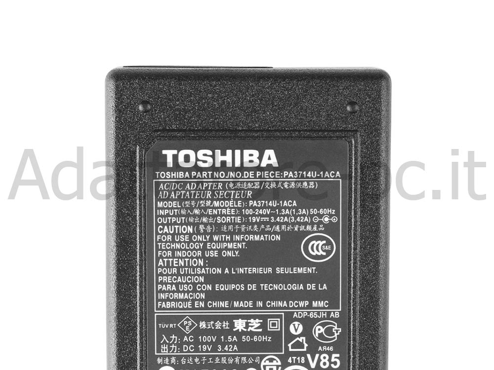 Alimentatore Adattatore Caricabatterie Toshiba Satellite Pro C50 C50-A 65W