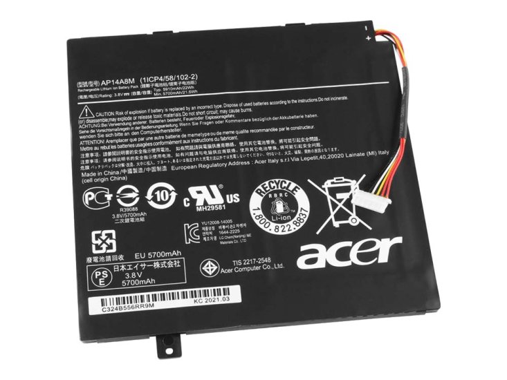 Acer Iconia Tab 10 A3-A20-K7SZ A3-A20-K5TM Batteria 22Whr - Clicca l'immagine per chiudere