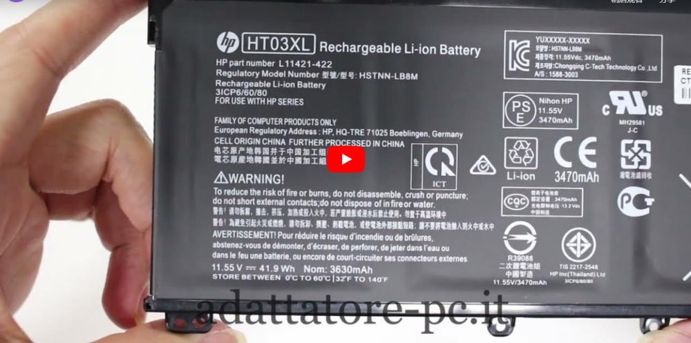 Originale HP Pavilion 15-cs1022nl 15-cs1030nb Batteria 41.9Wh 3600mAh