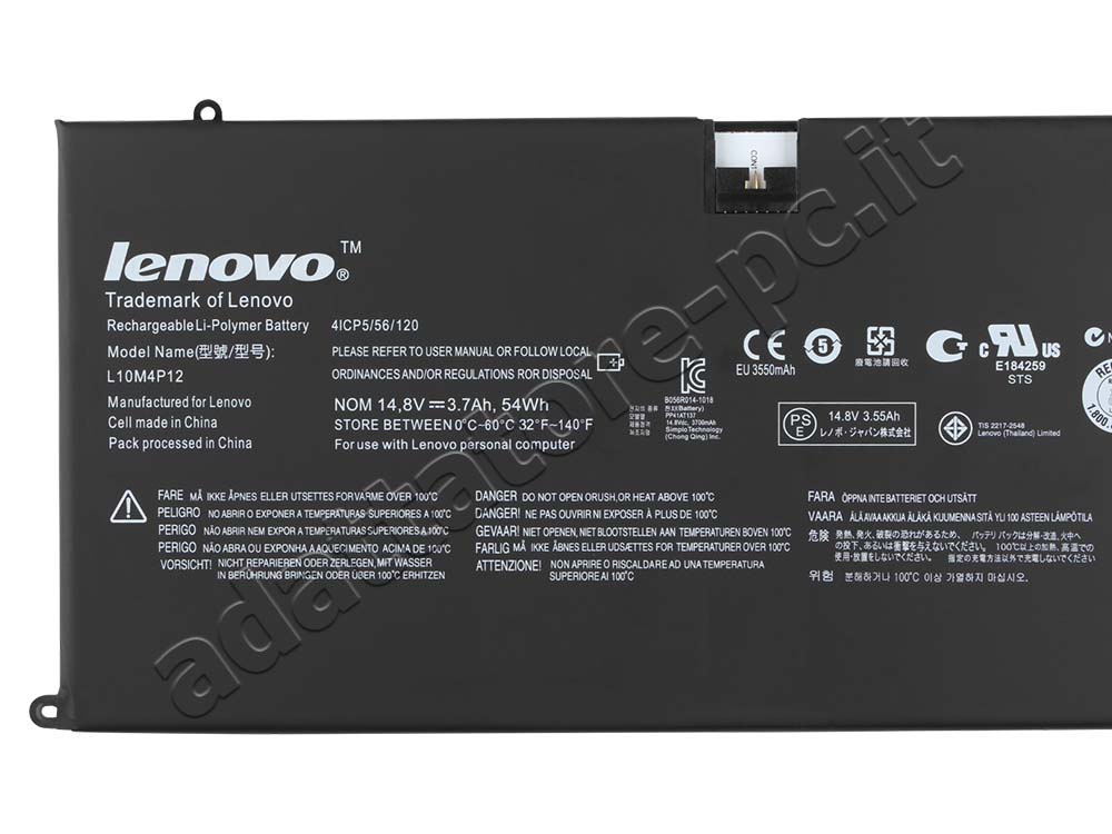 Originale 54Wh 3700mAh 8 Cell Batteria Lenovo IdeaPad U300s 1080-26U