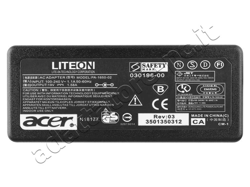 Alimentatore Adattatore Caricabatterie Acer Aspire One 532h-2Db
