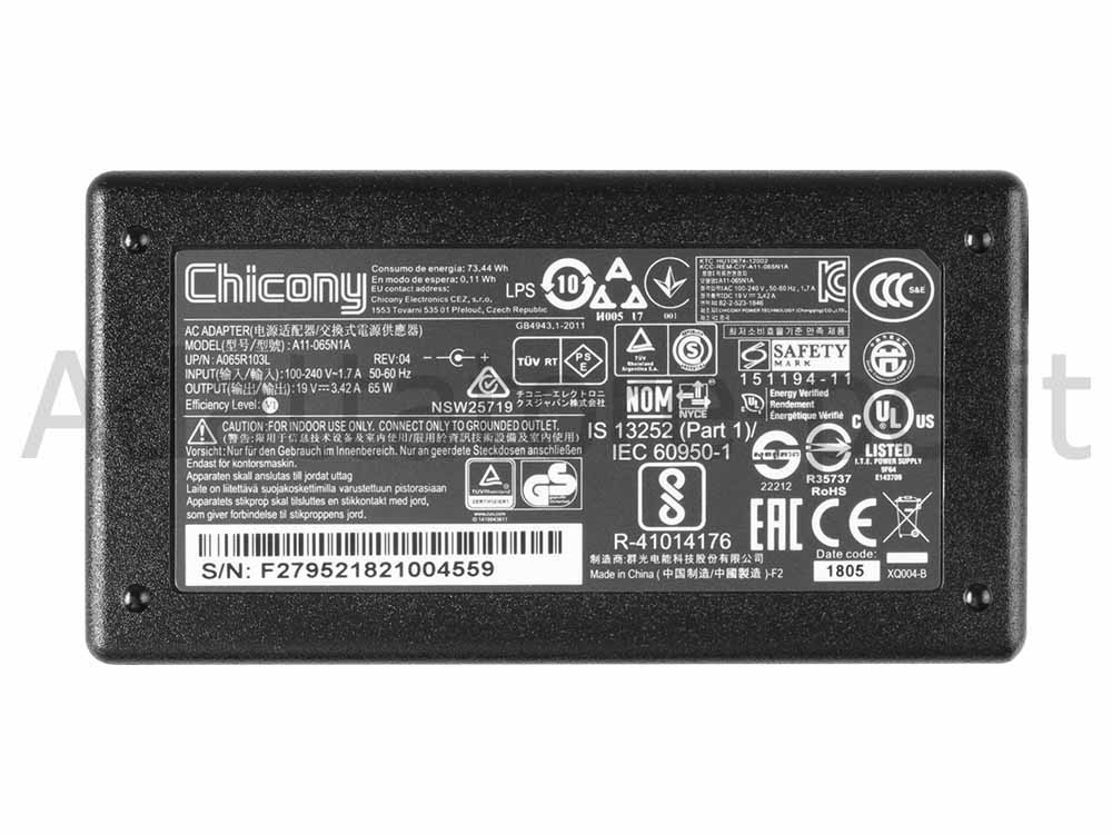 Originale 65W Acer Aspire 3 A315-57G-51LH Alimentatore Adattatore + Cavo