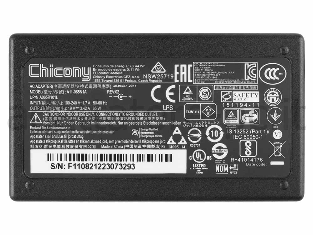 Originale 65W Acer Aspire 3 A315-57G-51LH Alimentatore Adattatore + Cavo
