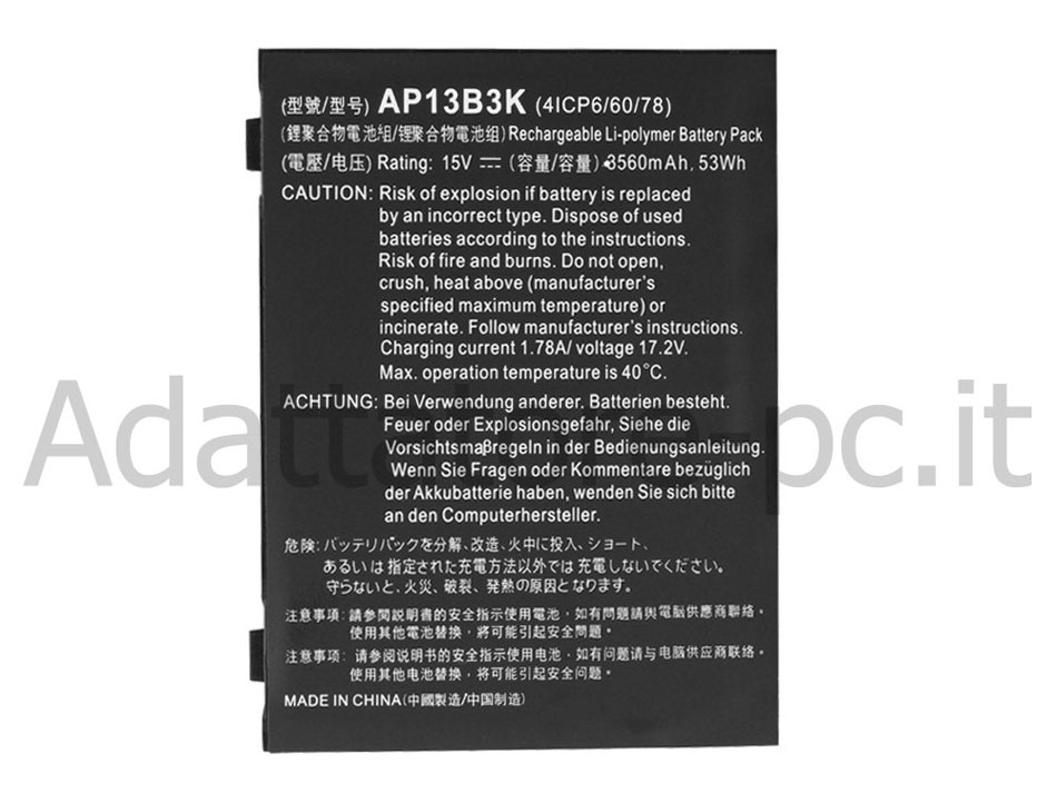Originale 3560mAh 53Wh 4 Cell Batteria Acer Aspire E1-572-5870
