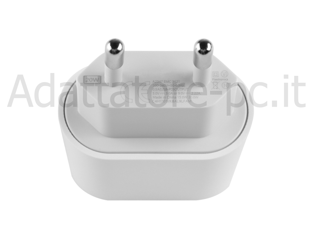 USB-C Apple iPhone XR A2108 Alimentatore Adattatore 20W