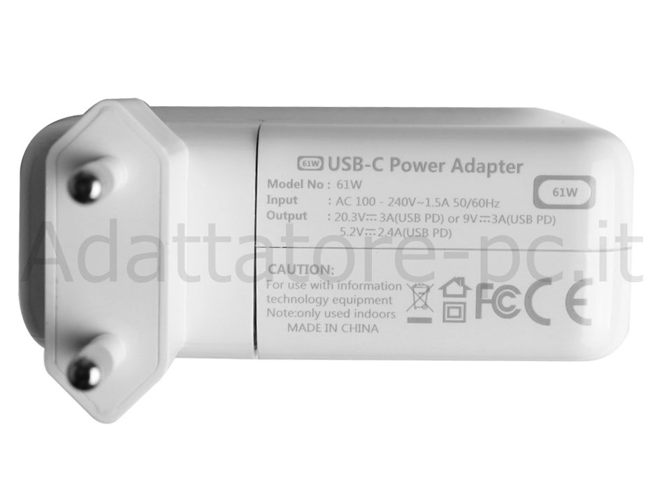 USB-C Apple MacBook Pro 13.3 2017 FPXR2TA/A Alimentatore Adattatore