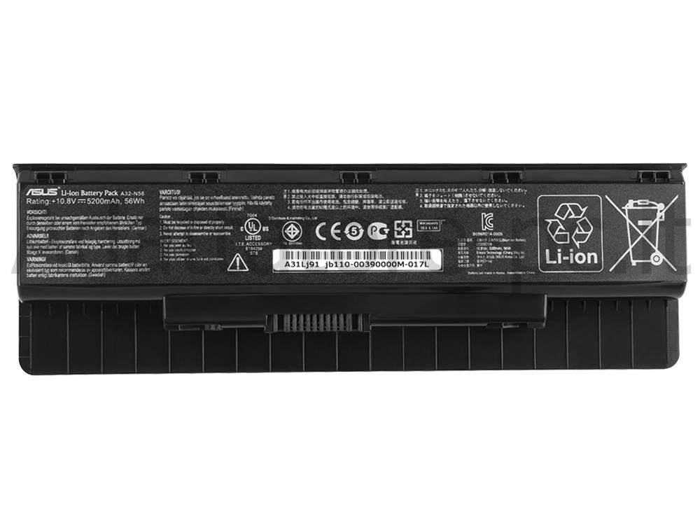 5200mAh 56Wh 6 Cell Batteria Asus N56JN N56JR N56JN-DB71 N56JN-DB71-CA