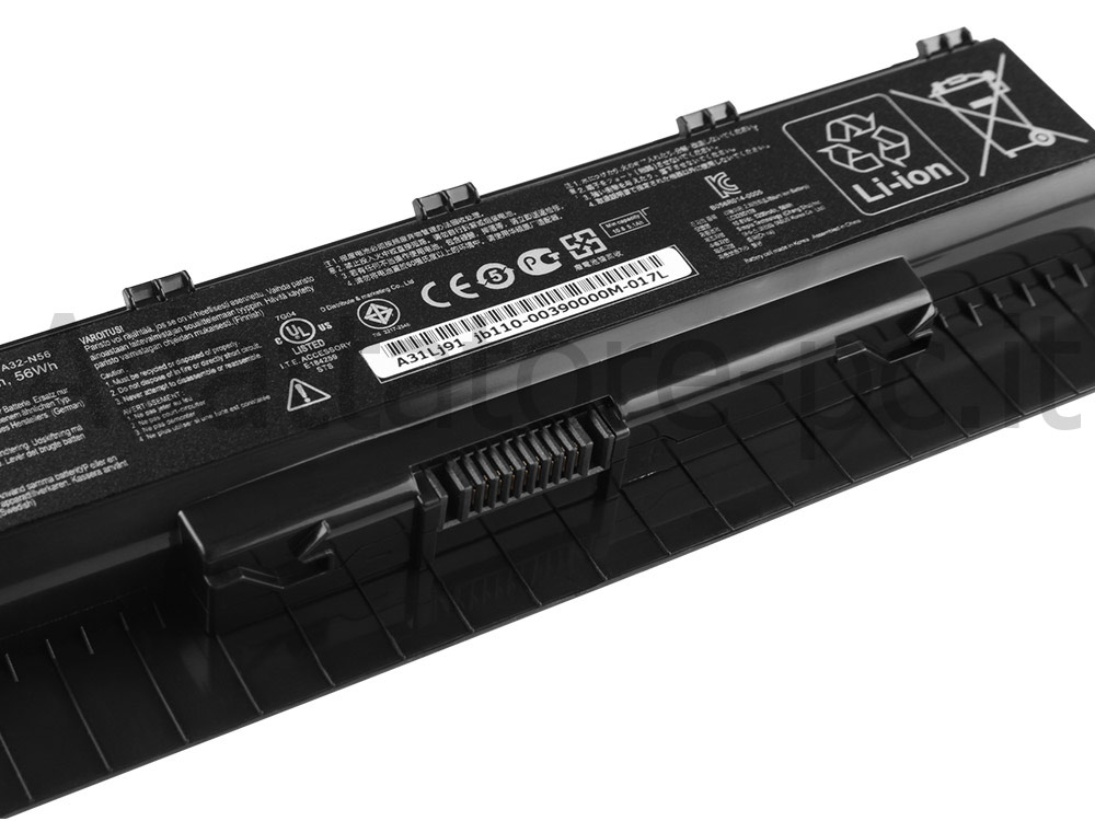 5200mAh 56Wh 6 Cell Batteria Asus N56JN N56JR N56JN-DB71 N56JN-DB71-CA