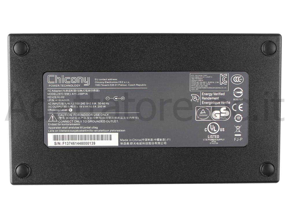 Originale Alimentatore Adattatore Hasee Z7 G8 Z8 200W + Cavo Libero