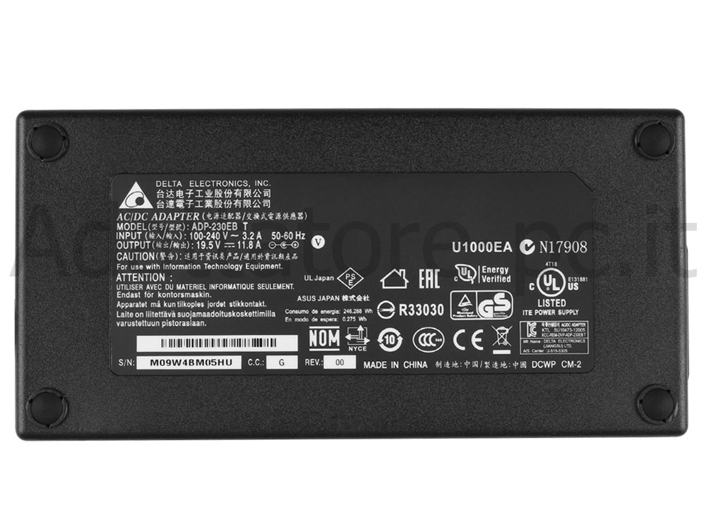Alimentatore Adattatore per Clevo M980NU Sager NP9850 230W + Cavo