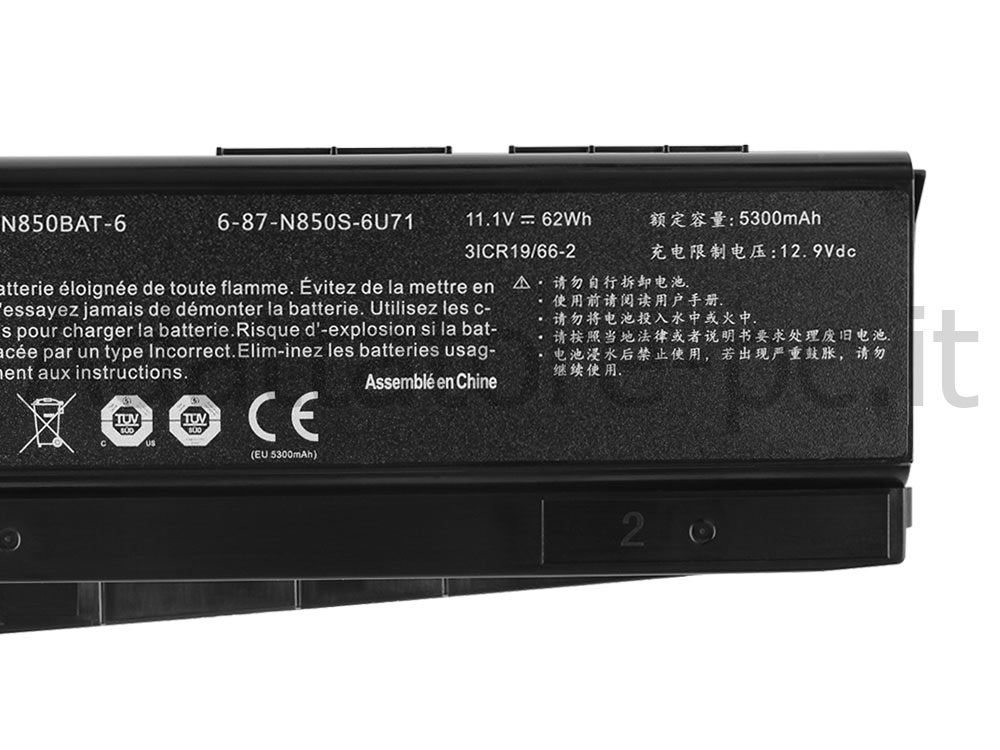 Originale Clevo N850HC Batteria 62Wh 5300mAh