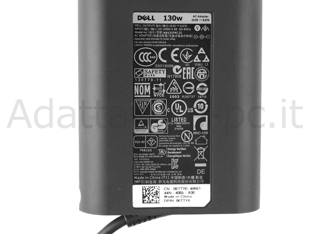Alimentatore Adattatore per Dell Inspiron P65F001 130W + cavo
