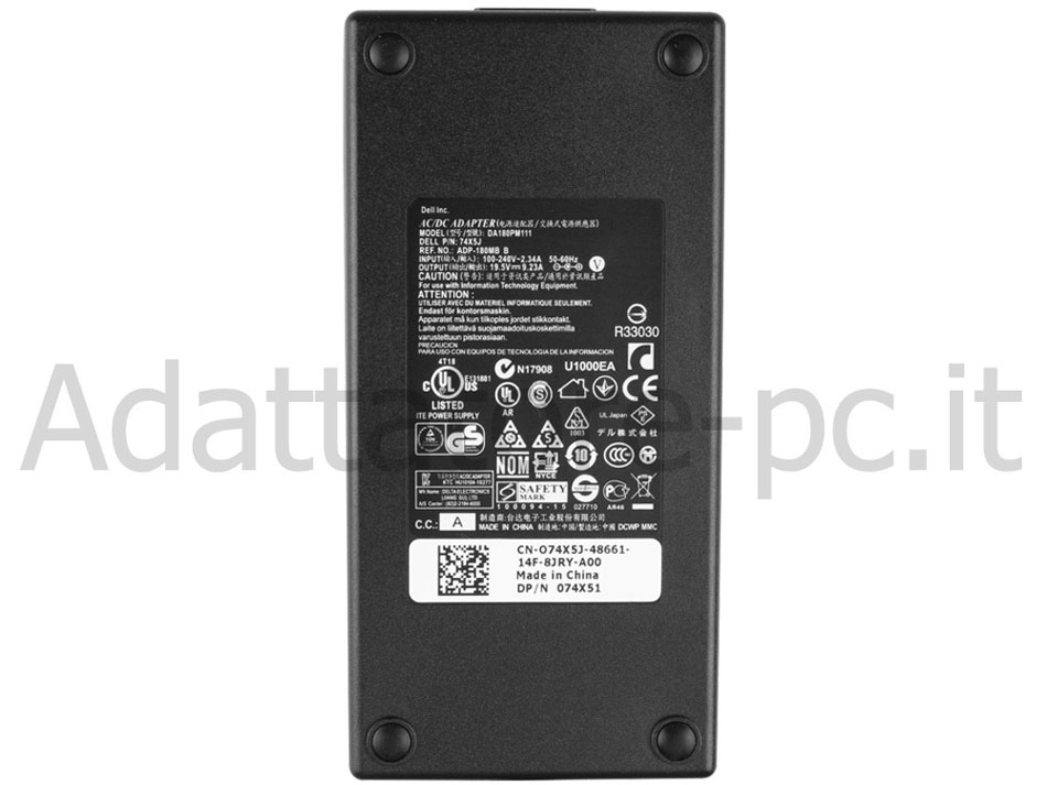 Alimentatore Caricabatterie Dell Alienware M14X GTX 765M 180W