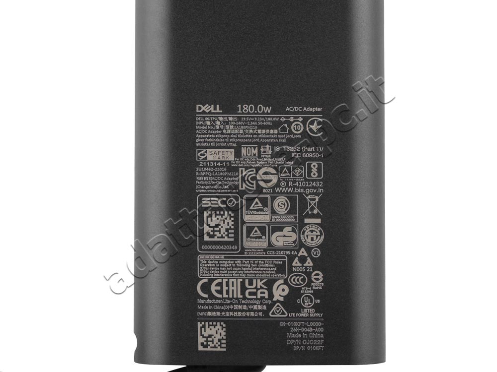 Originale 180W Dell 00YC9V 0YC9V 047RW6 47RW6 Alimentatore Adattatore
