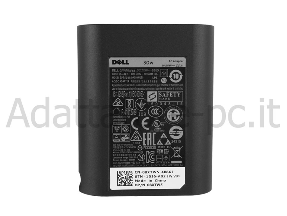 Originale 30W USB-C Dell 02CR08 2CR08 Alimentatore Adattatore + Cavo
