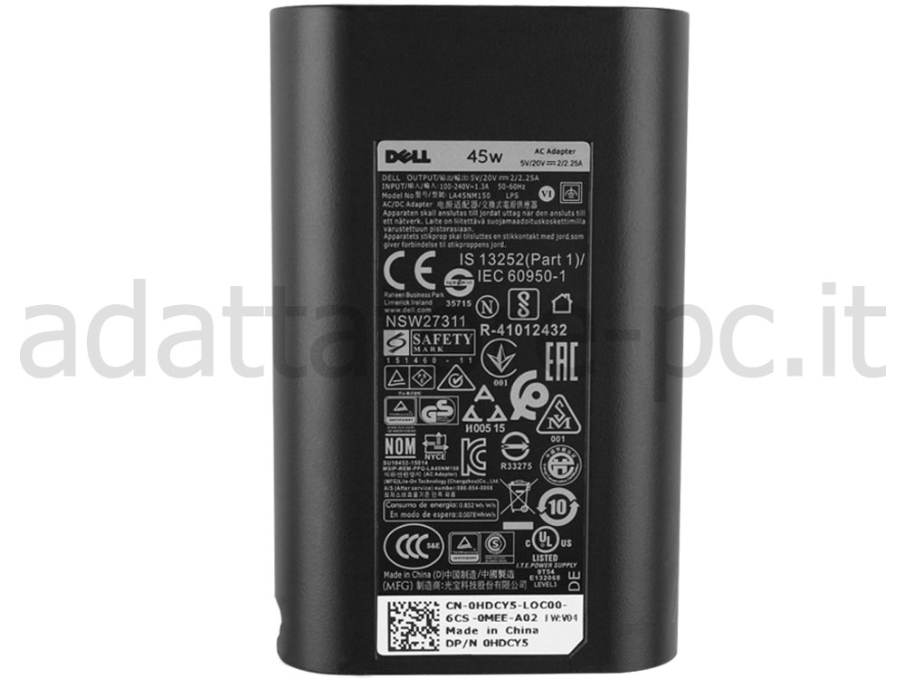 Originale 45W USB-C Dell Latitude 12 5290 Alimentatore Adattatore