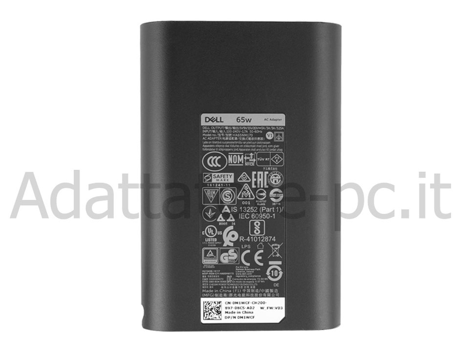 Originale 65W USB-C Dell HXYHX 492-BDQM Alimentatore Adattatore + Cavo