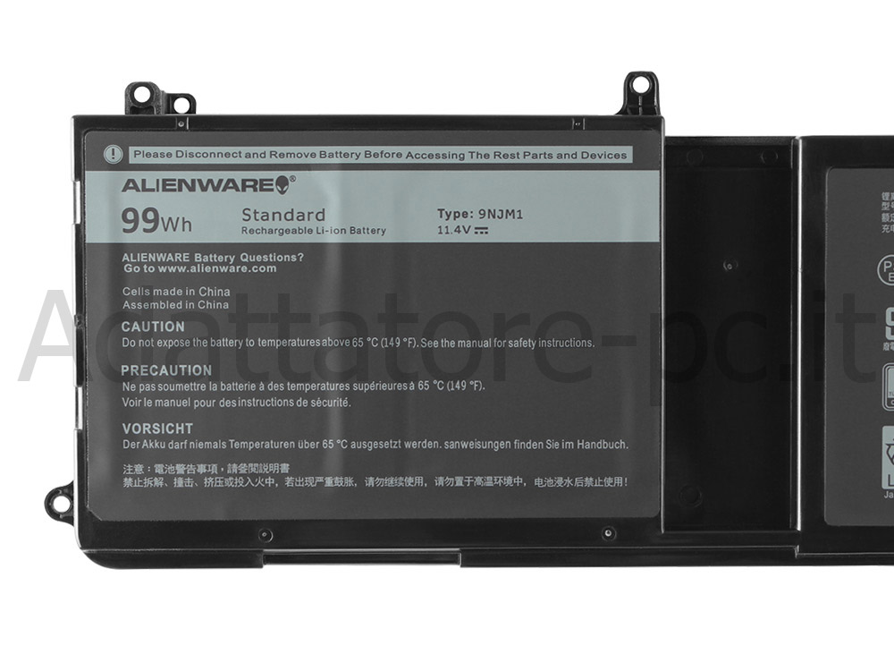 Originale 99Wh Batteria Dell Alienware 15 R3 P69F001