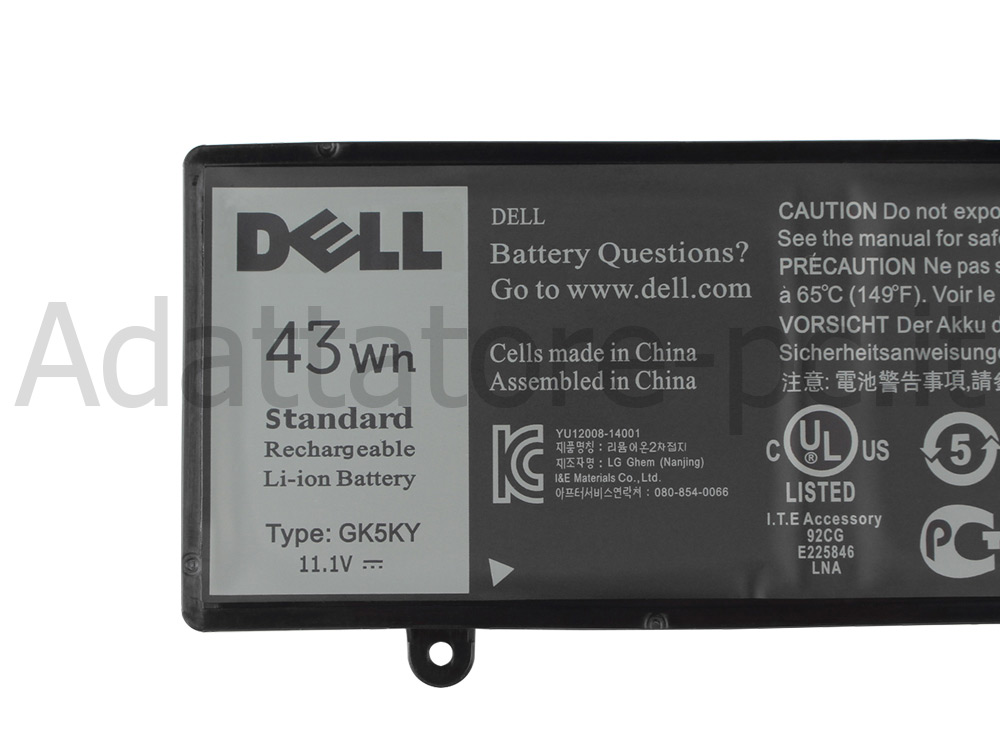 Originale 43Wh 3 Cell Batteria Dell 0GK5KY