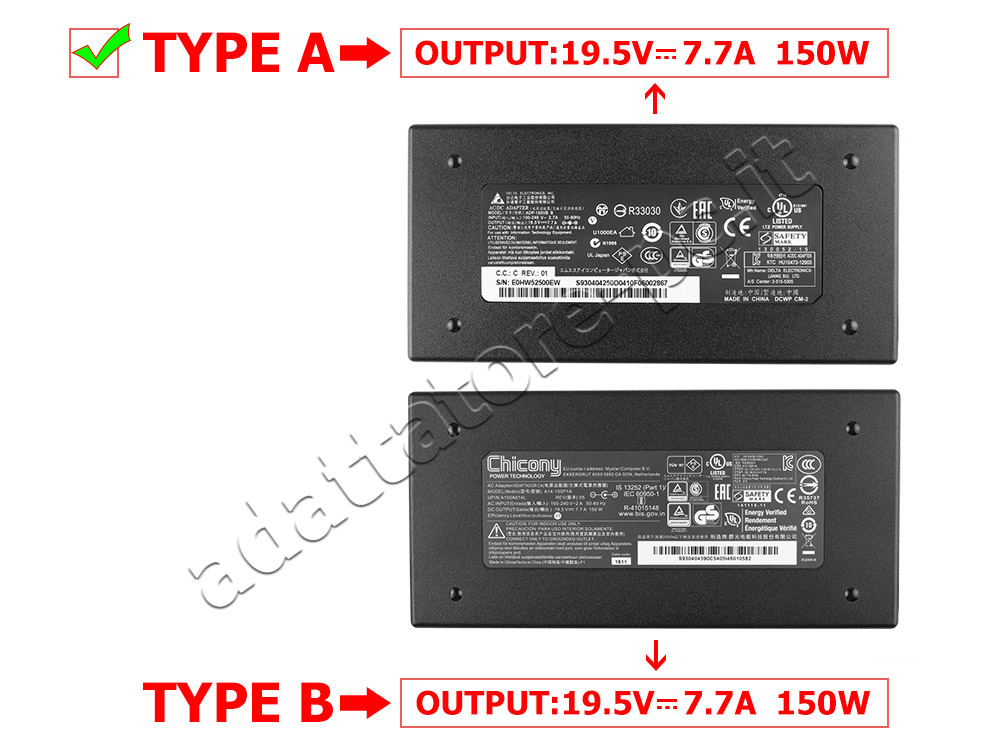 Originale 150W MSI GP62MVRX Leopard Pro-661 Alimentatore + Cavo