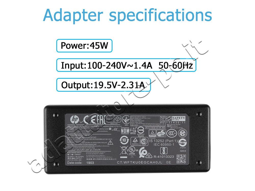 Originale 45W HP 15-bs125nl 2ZK15EA Alimentatore Adattatore + Cavo