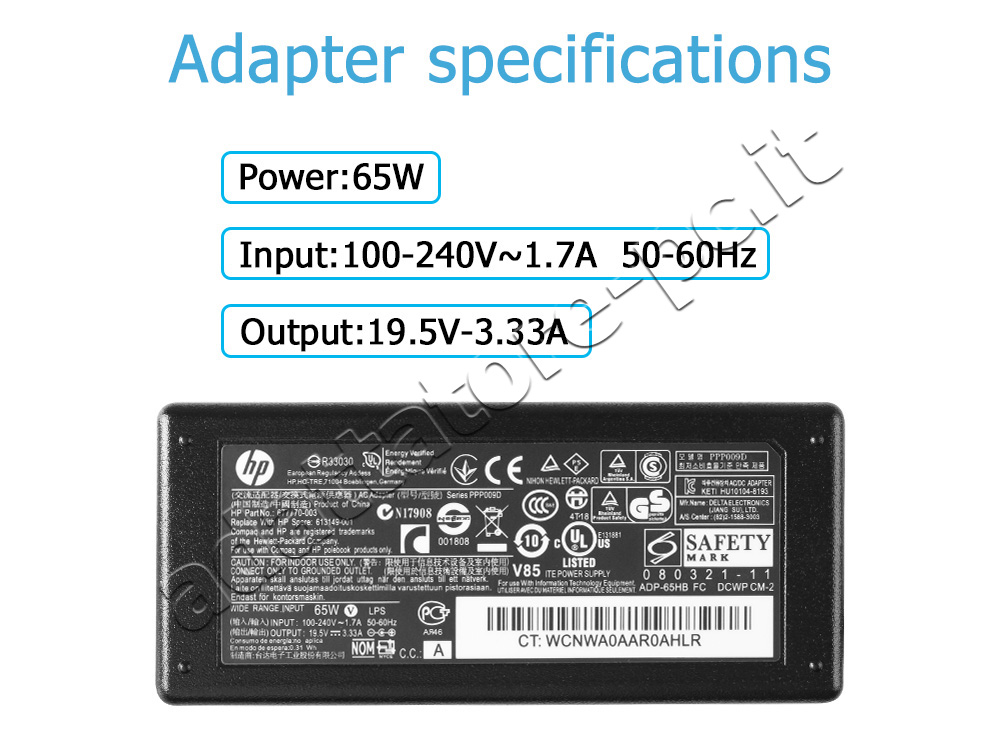 Originale Alimentatore Adattatore HP 15-bs036nl 2GR52EA 65W + Cavo