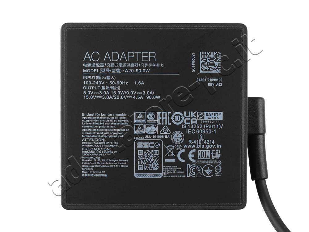 90W USB-C HP Spectre x360 13-ae001nl 2PL58EA Alimentatore + Cavo