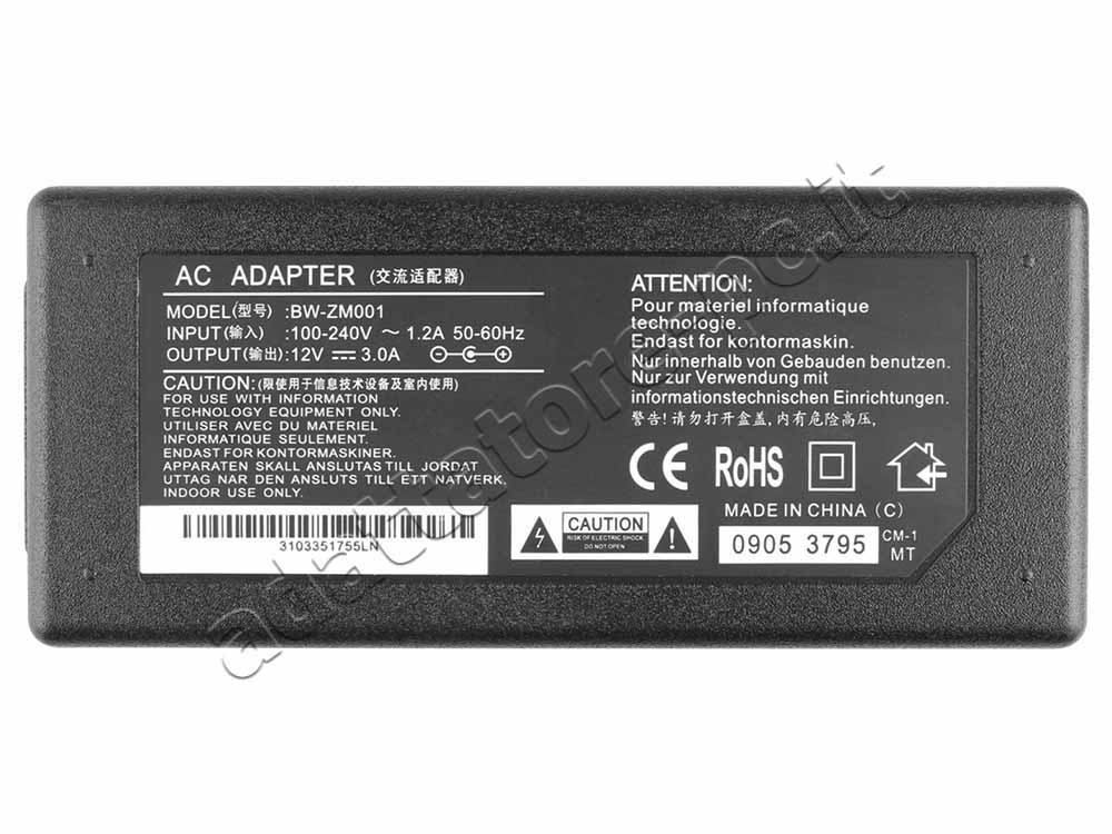 Alimentatore Adattatore Caricabatterie Hannspree HT231HPB Touchscreen Monitor