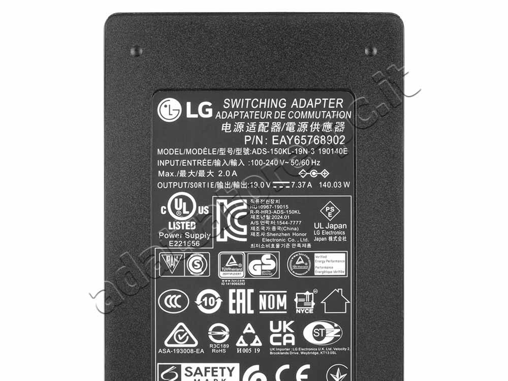 Originale 140W LG 27UK850-W 32UD89-W Alimentatore Adattatore + Cavo