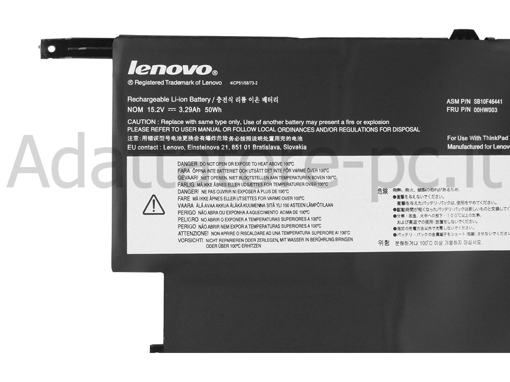 Lenovo ThinkPad NEW X1 Carbon Type 20BS 20BT Batteria 50Whr