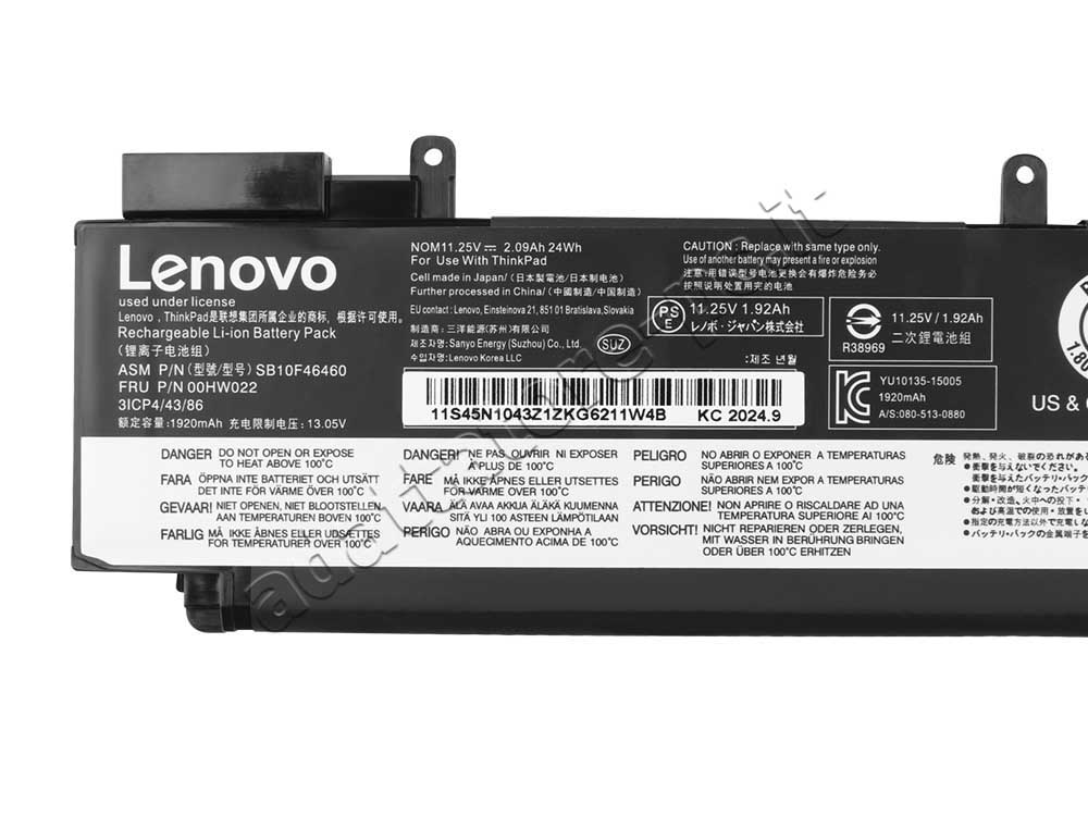 Originale Lenovo 00WH037 Batteria 24Wh 2090mAh 3-Cell