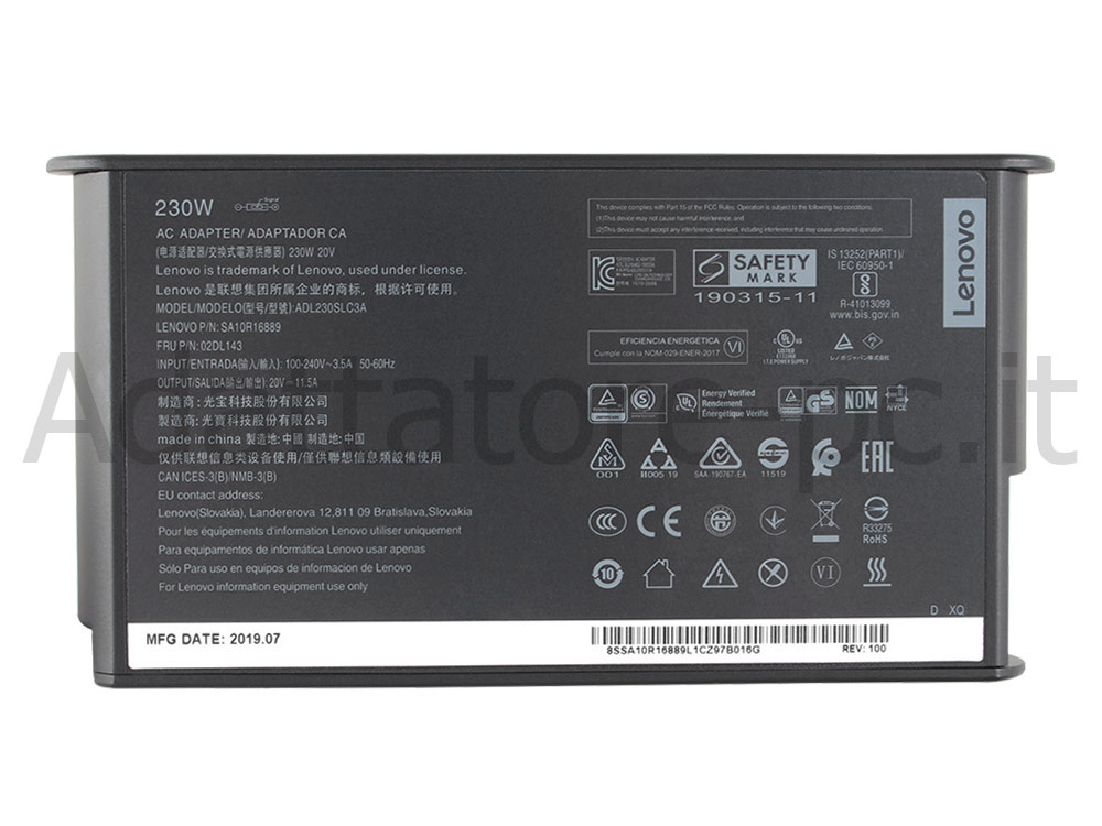 Originale 230W Lenovo Legion 5 16IRX9 83DG00BLIX Alimentatore Adattatore + Cavo