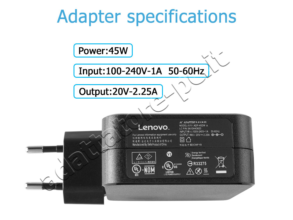 Originale Lenovo V145-15AST 81MT Alimentatore Adattatore 45W