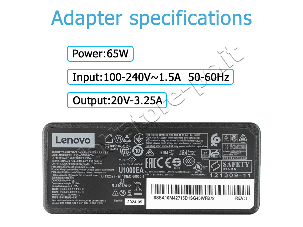 Originale 65W Lenovo IdeaPad 320-17IKB 81BJ Alimentatore Adattatore