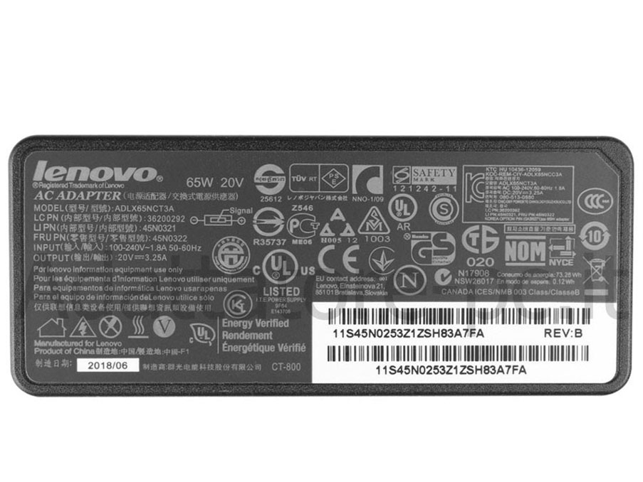 Originale Alimentatore Lenovo Thinkpad E531 6887-1J2 65W + Cavo Libero