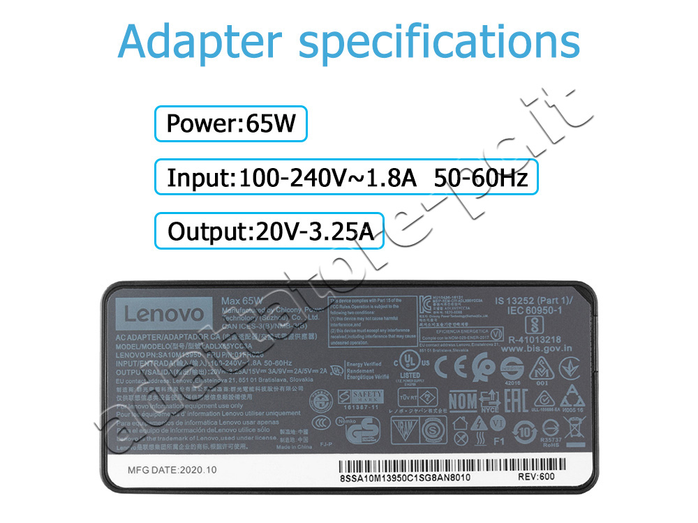 Adattatore Samsung XE521QAB-K01US XE525QBB-K01US 65W USB-C