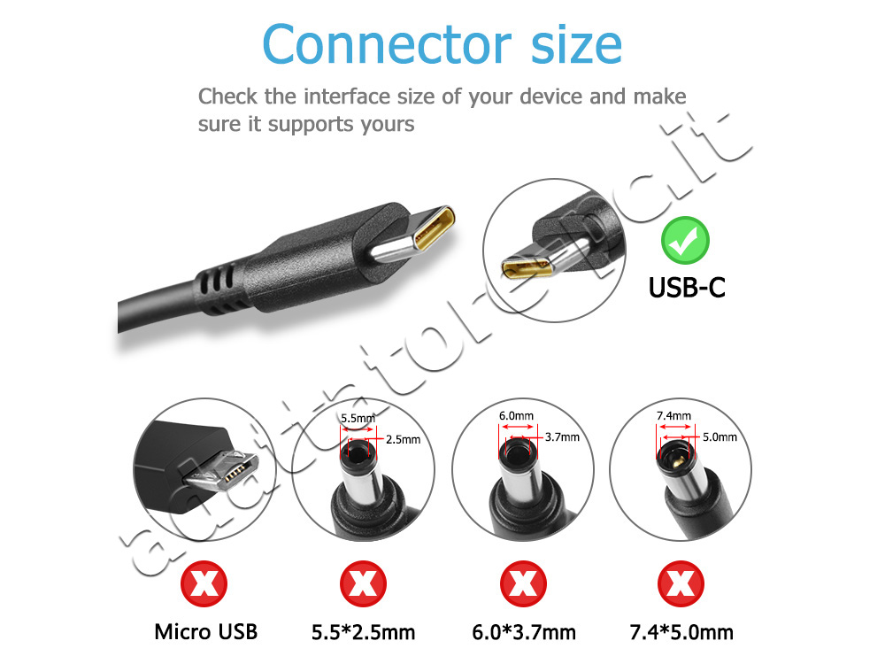 Adattatore Samsung XE521QAB-K01US XE525QBB-K01US 65W USB-C