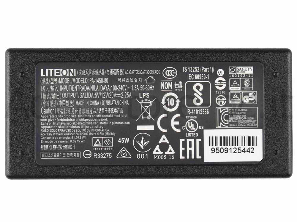 45W USB-C Acer Aspire R7-372T-54LT R7-372T-54TM Alimentatore