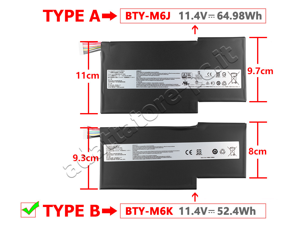 Originale 52.4Wh 4600mAh 3-Cell MSI GF63 Thin 10SC Batteria