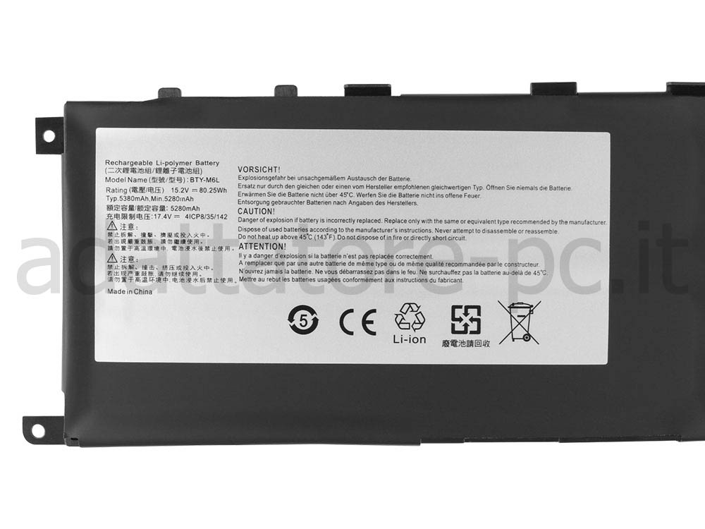 Originale 5380mAh Batteria MSI GS65 8RE MS-16Q2