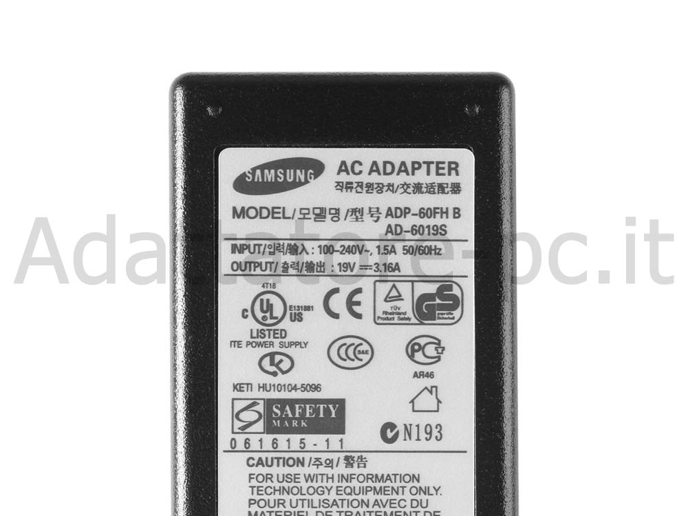 Alimentatore Adattatore Caricabatterie Samsung ATIV Book 4 NP470R5E 60W