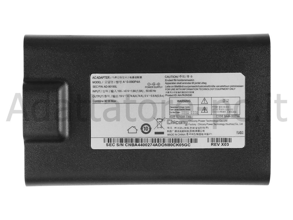 Originale Slim Alimentatore Adattatore Caricabatterie Samsung NP-R730-JB09UK 90W