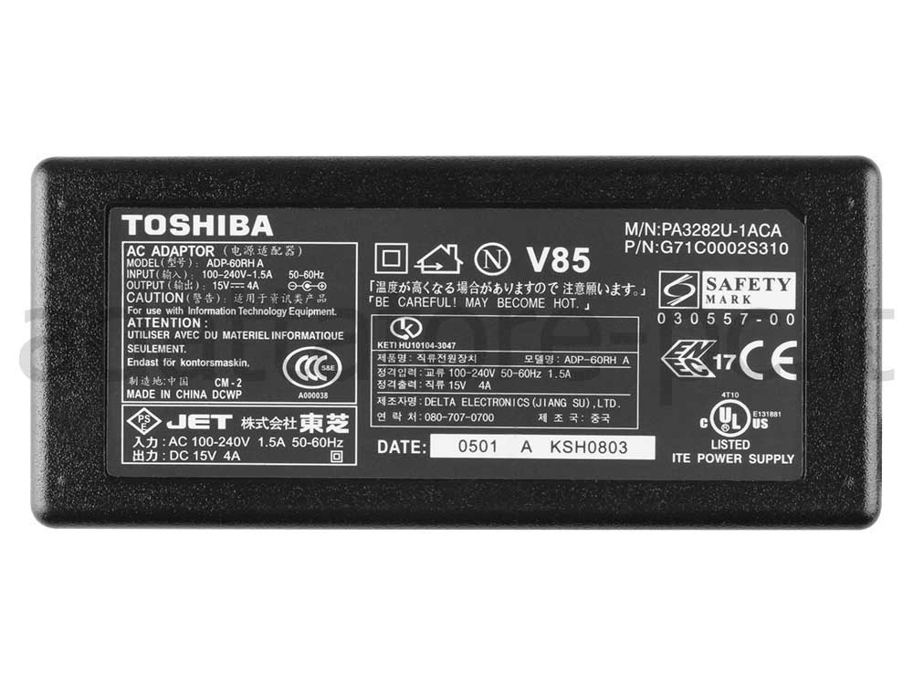 Originale Alimentatore Caricabatterie Toshiba PA3080U 60W