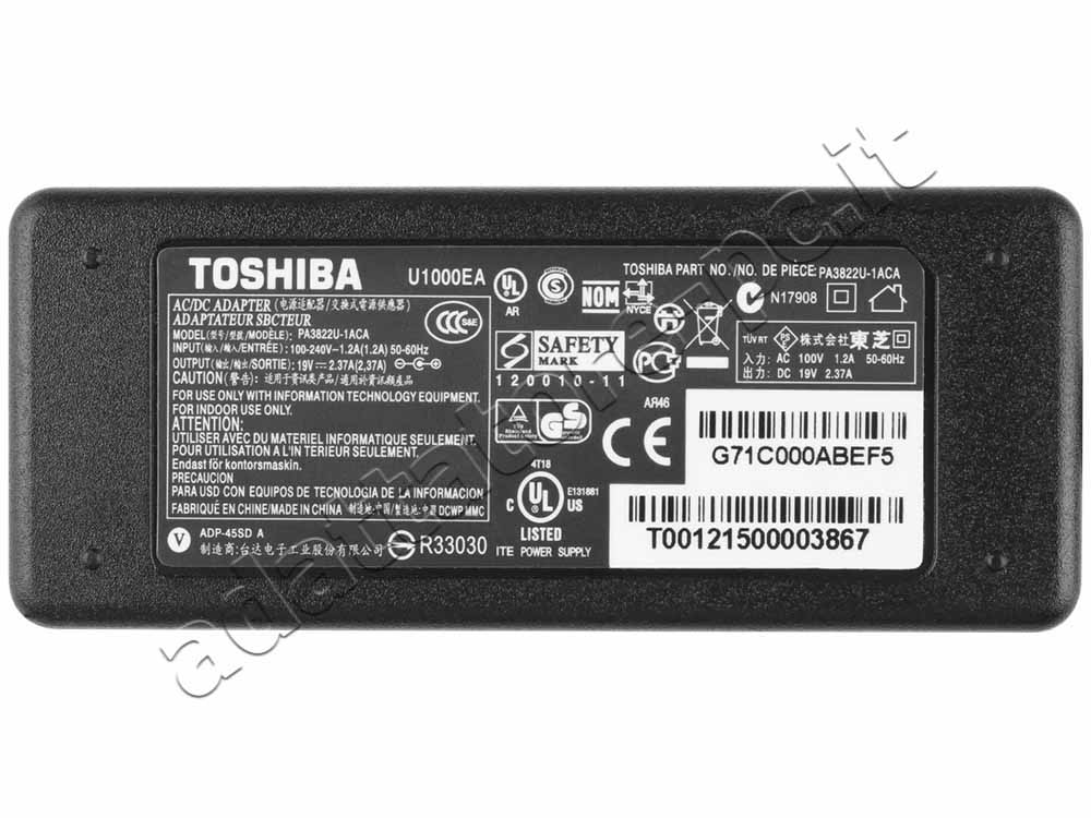 Alimentatore Adattatore Caricabatterie Toshiba CB30 CB30-102 45W