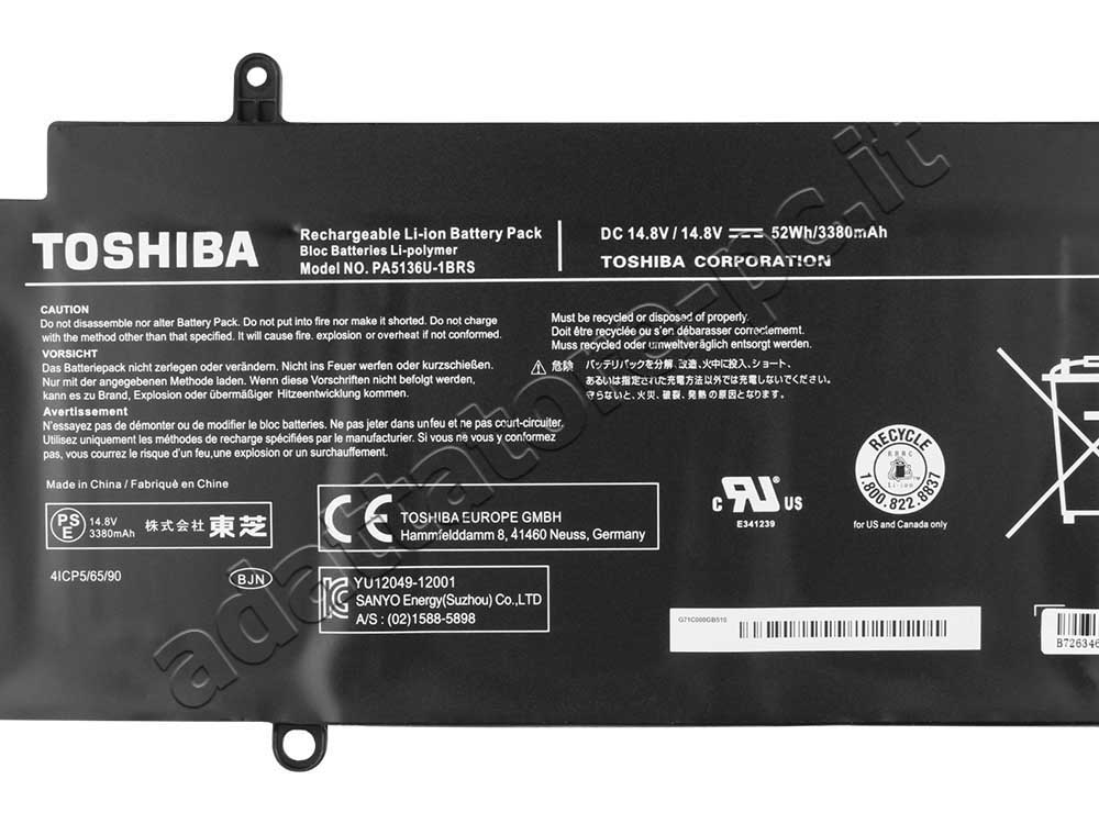 Originale 4 Cell 52Whr Batteria Toshiba Satellite Z30-B-100